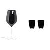 Excelsa Color Wine Set 6 Calici Vino, Vetro, Nero & Happy Colour Set Bicchieri Acqua, Vetro, Nero, 2 Pezzi