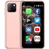 Hipipooo piccolo mini telefono, smartphone sbloccato doppia SIM 3G, telefono per bambini Android 8.1 da 2,5 pollici 1000 mAh, 2 GB + 16 GB(XS11-rosa)