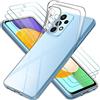 iVoler Custodia Cover per Samsung Galaxy A53 5G con 3 Pezzi Pellicola Vetro Temperato, Ultra Sottile Morbido TPU Trasparente Silicone Antiurto Protettiva Case