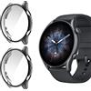 Niboow TPU Cover [2 Pezzi] per Amazfit GTR 3/GTR 3 Pro (Nero+Nero) | Delicato, Resistente ai Graffi, Antiurto, Paraurti per Orologio, Morbida Protezione Custodia per Amazfit GTR 3/GTR 3 Pro