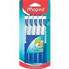 Maped - 5 Pennarelli Cancellabili a Secco Marker'Peps + 1 Panno - Pennarelli per Lavagna Bianca - Marcatore Non Permanente Blu - Punta Media 1,5 mm
