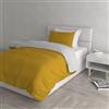 Italian Bed Linen Set Copripiumino 100% Cotone Natural Color, Made in Italy - Parure Copri Piumino - Sacco Piumone 200x200 cm con Doppia Patella e Federa Cuscino, Piazza e Mezza, Senape/Grigio Chiaro