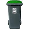 Mobil Plastic - Bidone Raccolta Differenziata 120 Litri con Coperchio e Ruote per Esterni | Fondo Grigio e Coperchio Verde Scuro | Plastica Resistente | Certificato UNI EN 840