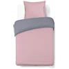 VISION Parure Copripiumino Reversibile 100% Cotone per Letto Singolo - Grigio Rosa | 1 Copripiumino (140×200 cm) + 1 Federa (65×65 cm) | 57 Fili/cm² | Morbido e Confortevole | Certificato Oeko-Tex