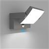 Klighten 24W LED Applique da Parete Esterno/Interno con Sensore di Movimento IP65, Lampade Moderno da Parete Orientabile in Alluminio per Giardini Balcone, Grigio Scuro, Bianco Freddo 5700K-6000K