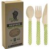 Ökolution Set di posate usa e getta in legno, 30 pezzi (10 forchette, cucchiaio e coltello), lunghezza 16,5 cm, certificato FSC, confezione ecologica 470 marrone