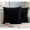 GIRASOLE HOME Coppia Federe Cuscini in Velluto Per Divano e Letto Copricuscini Antiacaro e Ipoallergenico Arredamento Casa con Zip Invisibile 2 pezzi (60x60cm, Nero)