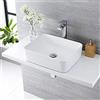 OGOMONDO Lavabo Da Appoggio Ceramica Bianco Rettangolare Lavandino Lavello Arredo 50x39x13 Cm