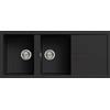 Elleci Lavello da incasso Unico 500 2 vasche con scolapiatti 116 x 50 Granitek (40 Nero Full Black)