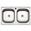 Mabel srl MABEL Lavello Cucina 2 Vasche Lavandino Cucina Lavello Incasso Acciaio Inox 201 con Finitura Spazzolata Facile da Pulire Lavabo Cucina Profondità Vasche 16 cm - L 86 cm x P 50 cm