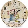 LOHAS Home 30cm Orologio da parete retrò Vintage Decor Silent Non Ticking Orologi al quarzo (Cafe & Flower)