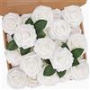 N&T NIETING Fiori Artificiali, Rosa Artificiali 25 Pezzi Schiuma Teste di Rose Finte Aspetto Reale con Foglia e Gambo Regolabile per DIY Matrimoni Mazzi Nuziale Festa Casa Stanza Decorazioni (Bianco)