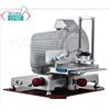 Affettatrici verticale con piatto salumi in lega d'alluminio con trasmissione ad ingranaggi, braccio a colonnine, diametro lama mm 350, peso 46 Kg, V.400 3, kw 0,37, dim.mm 805x710x700h