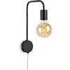 Briloner - Lampada da letto retrò, lampada da parete, lampada da lettura con spina, interruttore a levetta, 1x E27, max. 10 Watt, metallo, nero, 2086-015
