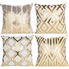 LAPONO Copricuscini Divano 4Pezzi Cerniera Invisibile Federe Cuscini divano Moderni Elegante Resistente in Velluto Cuscino per Cuscino di tiro per Divano Letto Camera da Soggiorno 45x45 （bianco e oro）