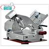 Affettatrici a gravita' in lega d'alluminio con trasmissione ad ingranaggi, diametro lama mm 370, peso 44 Kg, V.400 3, kw 0,37, dim.mm 825x695x690h