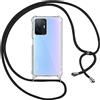 Pnakqil Custodia Cordino Cover per Xiaomi 11T/11T Pro 5G 6.67 Girocollo Collana Cordoncino Collo Cordini Cordino Tracolla Catena Silicone Protettiva Trasparente Custodia per Xiaomi 11T 5G Cover, Nero
