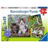 Ravensburger- Gattini Tigrati Heart Puzzle per Bambini, Multicolore, 3 X 49 Pezzi, 08046