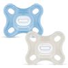 MAM Chupete Todo Silicona, 0-3 Meses, con Tetina Simétrica, Extra Pequeña y Cuello Delgado de Silicona Skin Soft Silicone de Fácil Aceptación, con Caja Autoesterilizadora, Comfort, Azul, Pack de 2uds
