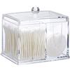 Relaxdays Porta Cotton Fioc, in Acrilico, Grande Dispenser da Bagno per Dischetti di Cotone, Misura L, Trasparente
