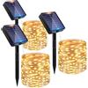Peasur 3 Pacchi Luci Solari Esterno, 3 x 12M 120LED Catena Luminosa Esterno Solare, Impermeabile Lucine Esterno Energia Solare Filo di Rame Luce Decor Per Giardino Albero Natale, Bianco Caldo
