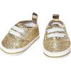 Heless 1461 - Sneaker glitterate per bambole, colore oro, taglia 30-34 cm, scarpe chic effetto wow per occasioni speciali
