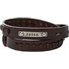 Fossil Bracciale Da Uomo Vintage Casual, Doppio Avvolgimento Lunghezza Totale: 480 mm Bracciale In Pelle Marrone, JF87354040