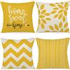 ZWJD Federe Confezione da 4 Decorativi Copricuscini Fodere Cotone Biancheria 40x40cm Quadrate per Cuscino per Divano Sedia Cuscini Camera da Letto Cuscini Arredo(40x40cm, Giallo)