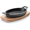 Lacor Magma Casseruola Ovale in Ghisa con Base, Nero, 17.5 x 12.5 cm