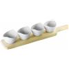 PADERNO WORLD CUISINE Set degustazione aperitivo 4 ciotole ceramica + tagliere legno con manico 45x9x1,8 cm