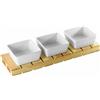 PADERNO WORLD CUISINE Set degustazione aperitivo 4 pezzi pedana legno 35x11x2 cm 3 ciotole ceramica