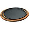 PADERNO WORLD CUISINE Piatto tondo Ø 28 ghisa con supporto faggio Lava