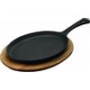 PADERNO WORLD CUISINE Piatto Fajita ovale cm 17x23 ghisa con supporto faggio Lava