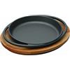 PADERNO WORLD CUISINE Piatto rotondo cm 20 ghisa con supporto faggio