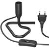 ledscom.de Lampada da tavolo/Portalampada/Base triangolare TRIN, interruttore, alluminio, nero, 1x E14 max. 60W