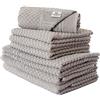 Carenesse Set di Asciugamani da 8, 2 asciugamani da doccia, 4 asciugamani, 2 tappetini da bagno, grigio taupe, qualità premium assorbenti e resistenti, design a nido d'ape e bordo scatola, 100% cotone