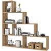 Fores Libreria In Legno Design Moderno Rovere Chiara 145x29xH145 Cm Mensole A Scala