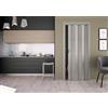 Forte Porta a Soffietto Elly in PVC, Resistente agli urti, Riducibile, Kit completo di serratura, L83 x H214 cm, Effetto tessuto grigio