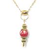 Handmade Collana da donna in acciaio inox placcato oro con pendente in pietra naturale stile vintage