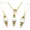 Handmade Parure da donna con collana e orecchini in acciaio inox placcato oro e pietre naturali