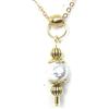 Generic Collana da donna in acciaio inox placcato oro con pendente in pietra naturale stile vintage (Bianco)