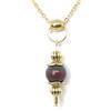 Handmade Collana da donna in acciaio inox placcato oro con pendente in pietra naturale stile vintage