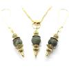 Handmade Parure da donna con collana e orecchini in acciaio inox placcato oro e pietre naturali