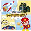 Clairefontaine 20034C - Set de 8 biglietti singoli Pré-Imprimées, Format 11,6x11,6cm + 8 buste gommate, Format quadrato 12x12cm - Correspondance Anniversaire Enfant Garçons - Thème supereroi
