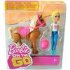 Barbie Mattel on The go cavallo e meccanismo di movimento automatico, bambola che cavalca da sola