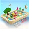 Uping Giochi Montessori Bambini di Pesca Magnetico in Legno, 2 in 1 Puzzle Educativo con 2 Canne da Pesca e Pinzetta per 3-5 Anni