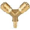 Huiguli Distributore Aria Compressa, Tubo Compressore Attacco Rapido a 2 Vie, Raccordi Rapidi Aria Compressa con Connettori da 1/4 Pollici, In Ottone Antiruggine, Facile da Usare Raccordo Aria Compressa