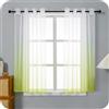 GIRASOLE HOME Coppia Tende Voile Semi Trasparenti Colore Sfumato Bianco e Verde Tenda per Soggiorno Camera Cameretta Cucina e Interni 2 Pannelli con Occhielli 140x148cm