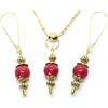 Handmade Parure da donna con collana e orecchini in acciaio inox placcato oro e pietre naturali