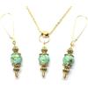 Handmade Parure da donna con collana e orecchini in acciaio inox placcato oro e pietre naturali
